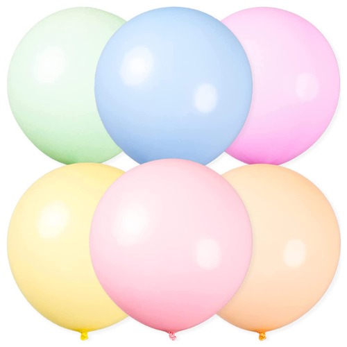 Large Pastel Balloons 6 Pcs, 36 Inch Giant Round Macaron Latex Balloon Jumbo Pastel Helium Balloons for Wedding Birthday Party Event Carnival Decoration