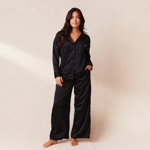 Classic Satin Pyjama Trousers - Black | M