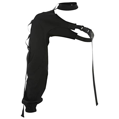 rackbone 2 Stück Damen EIN-Schulter reflektierend, Oben kurz, Halsband, unregelmäßige Schnalle, T-Shirt, Schultererhöhung - Schwarz