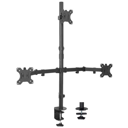 VIVO Triple LCD Monitor Desk Mount Stand Heavy Duty and Fully Adjustable, 3 Screens up to 30 inches STAND-V003T - Desk Mount