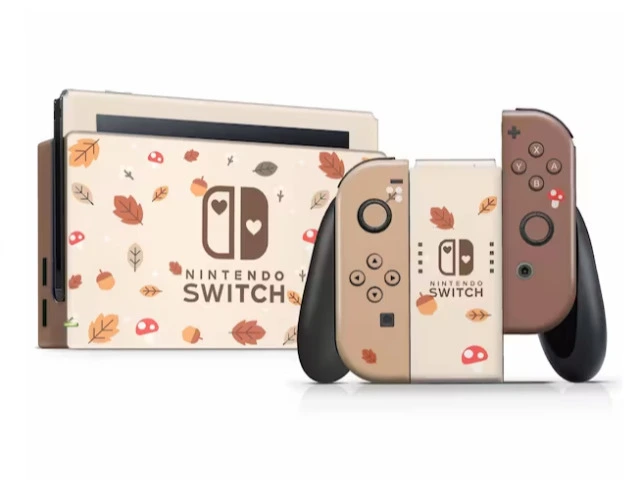 Cute Mushroom Leaves Blocking Nintendo Switch Skin