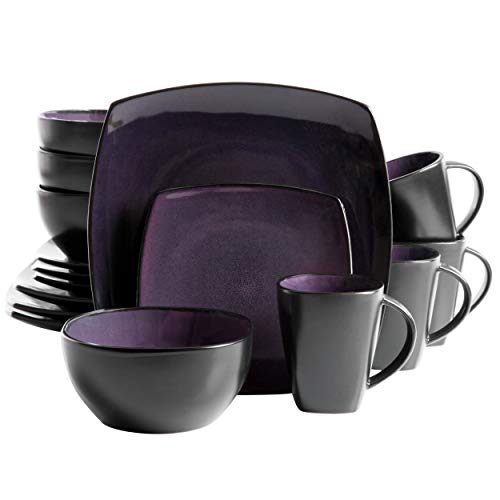 Gibson Soho Lounge Dinnerware set, Square, Purple - Service for 4 (16pcs) - Soho Lounge - Purple