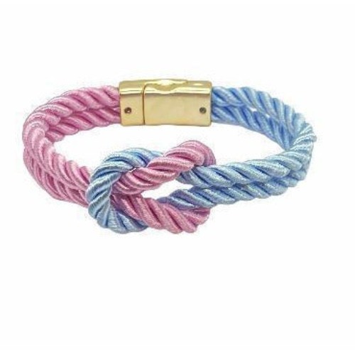 The Original Love Knot Satin Rope Bracelet- Light Blue and Pink - Light Blue and Pink