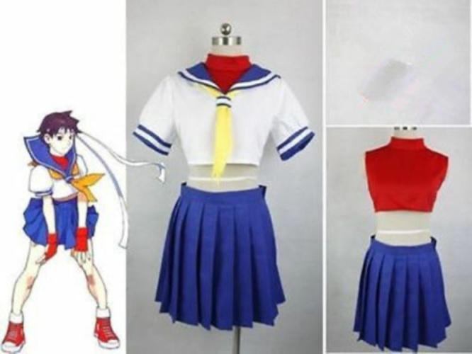 Street Fighter Sakura Uniform Cosplay Costume Custom Made@12