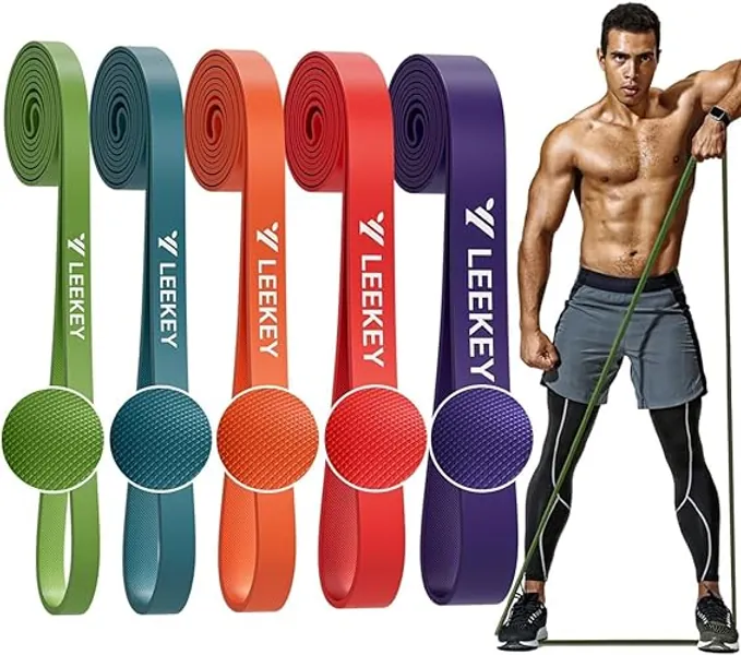 LEEKEY Resistance Bands, Exercise Bands Pull Up Assist Bands - Workout Bands Set - Mobility Band Powerlifting Bands for Men and Women Fitness Training, Physical Therapy,Home Workouts - 5-125LBS CANDY