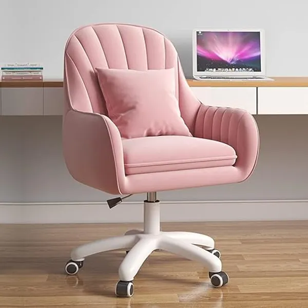 HDHNBA Cute Office Chair Home Computer Chairs Adjustable Task Chairs Modern Office Chair Makeup Chair 360° Swivel Computer Chair Mid Back Chair. - Pink - Modern