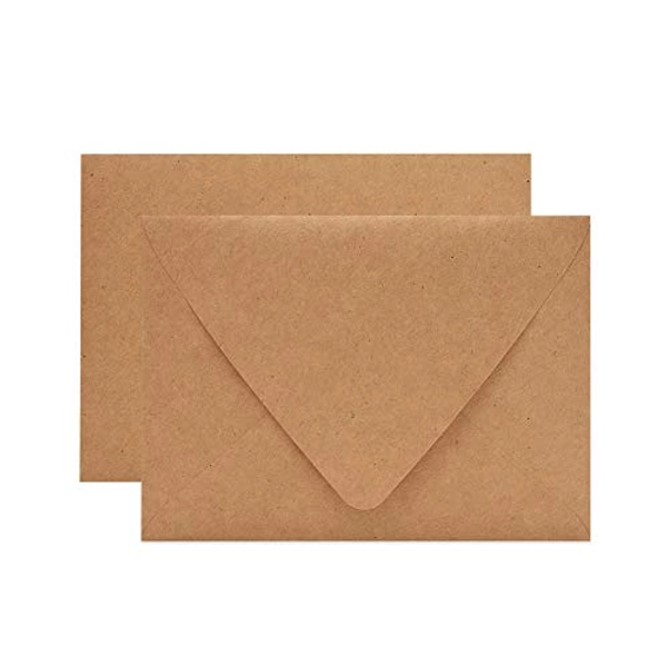 100 Pack 5x7 Brown Kraft Envelopes for Invitations - Quick Self Seal, V-Flap, Perfect for Weddings, Baby Shower,5x7 Cards,Party Invitation 5.25 x 7.25 Inches(A7 Envelopes Bulk)
