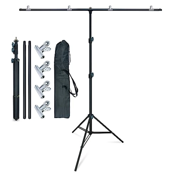 LINCO Lincostore Zenith Portable T-Shape Background Backdrop Stand Kit 5x6.7ft - 5ft Wide (Fixed) and 6.7ft High (Adjustable)- Lightweight Only 4 Lbs Easy to Carry and Storage Black