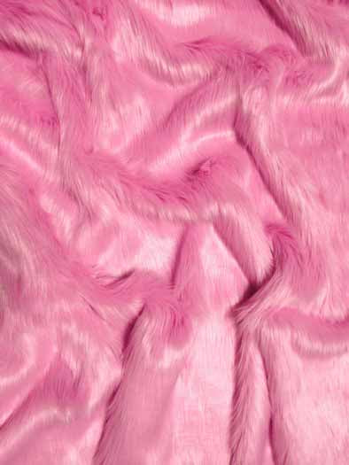 Bubble Gum Solid Shaggy Long Pile Fabric / Sold By The Yard | Default Title