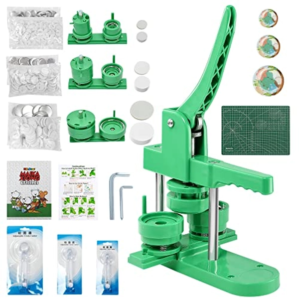 25+44+75mm Button Maker Machine Multiple Sizes, Aiment Badge Pin Maker Button Press with 400 Sets Free Button Parts Pin Supplies & Circle Cutters & Pictures for Halloween Decoration DIY