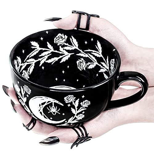 Black Widow Spider Large Coffee Mug in Gift Box By Rogue + Wolf Cute Ceramic Mugs For Men Women Spooky Witchy Halloween Gifts Metaphysical Witchcraft Supplies Occult Goth Boho Decor Cup - 17.6oz 500ml - Black Widow