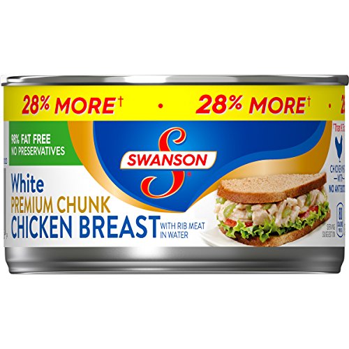 Swanson White Premium Chunk Canned Chicken Breast in Water, Fully Cooked Chicken, 12.5 OZ Can (Pack of 6) - White Premium Chunk Chicken - 12.5 Ounce (Pack of 6)