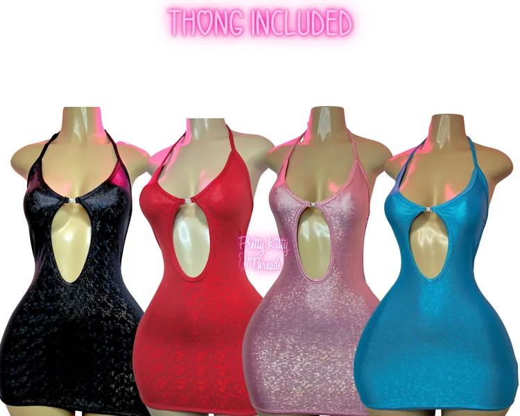 Exotic Dancewear, rave wear, club, strapless dress, cut out dress, O ring dress, Stripper Outfits, Stripper Clothes,  Plus Size