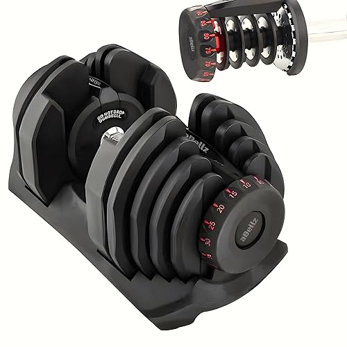 10-90 Lb Adjustable Dumbbell: Adjusts From 10-90 Lbs, 17 Adjustable Settings - Black - Single Dumbbell