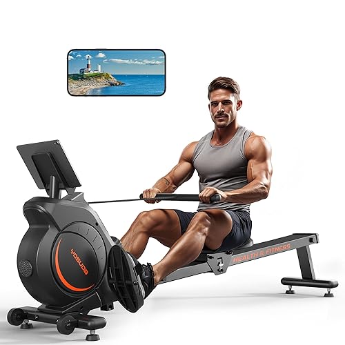 YOSUDA Magnetic Rowing Machine - 350 LB Weight Capacity, Rower for Home Use with LCD Monitor, Tablet Holder and Comfortable Seat Cushion - 01-magnetic Rower