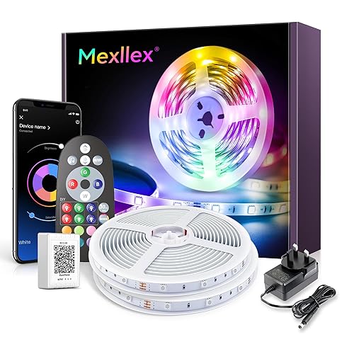 LED Strip Lights with Remote 20m, Mexllex Bluetooth RGB Color Changing LED Lights with Remote Control,Timing Function, Music Sync LED Lights for Bedroom Home Decoration LED Light Strips - 20m