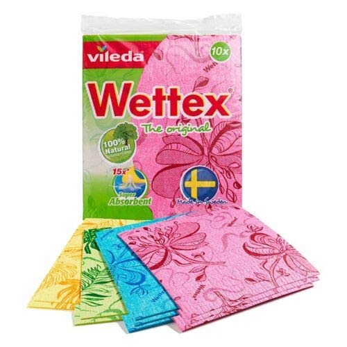 Wettex The Original 10-Pack Swedish Superabsorbent Dishcloth - Pink, Blue, Yellow and Green 10 Pack