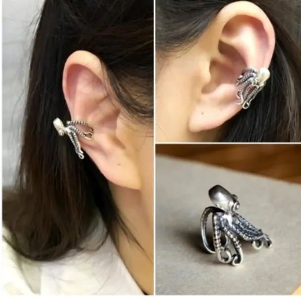 925 Sterling Silver Octopus Ear Clip Ear Expansion