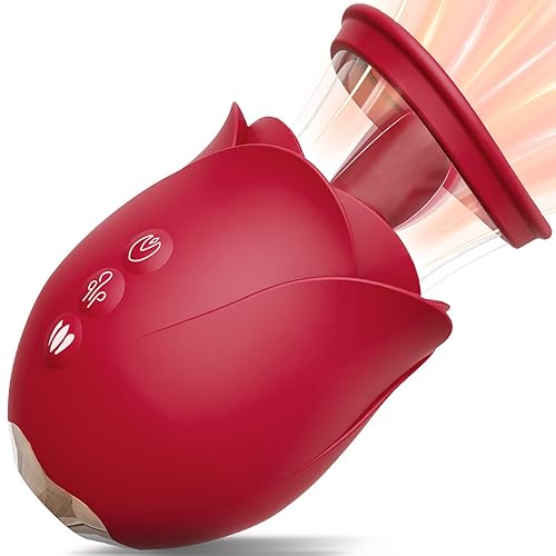 Jesbena Rose Sex Toys Sucking Vibrator - 3 Sucking 9 Licking Modes, Nipples Clit Sucker for Quick Orgasm, Tongue Vibrators Adult Toys for Women Couples - Rose Red
