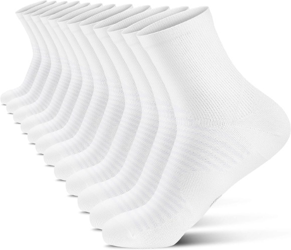 Compression Running Ankle Socks for Men and Women (6 Pairs), Quarter Athletic Socks for Running, Cycling, Golf, Work - White (6 Pairs) Large-X-Large