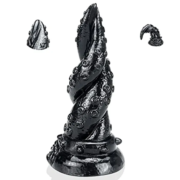 Black Anal Dildo Suction Cup, Ultra-Soft Dildo for Women Men Gay Hands-Free Use, Lifelike Large Adult Toys, 7 inch Dildo Animal Monster Tentacle