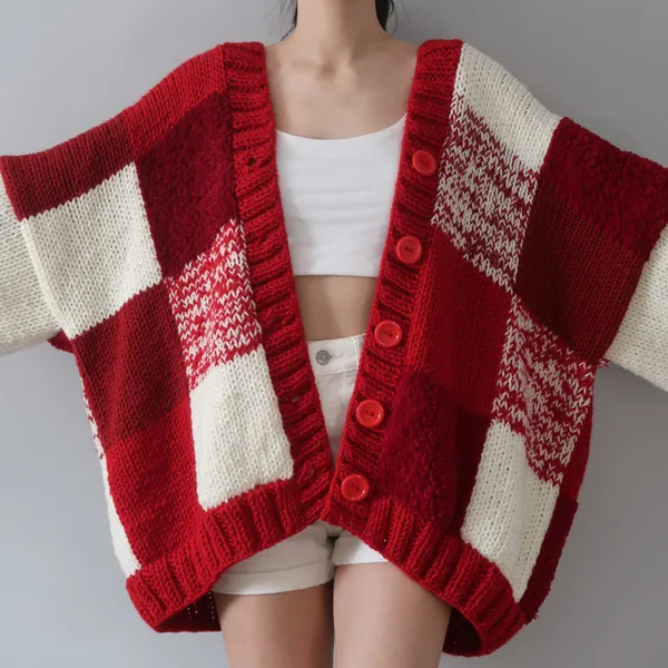 Red Velvet Thinner Patchwork Cardigan | I Feel So Cool Custom Orders