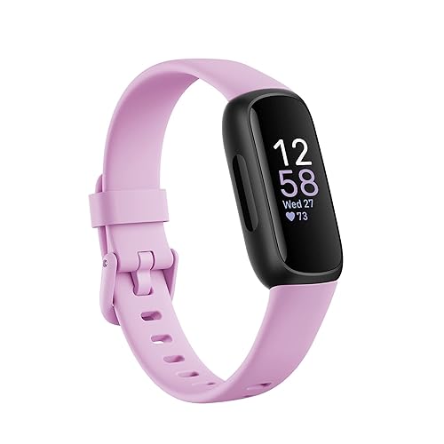 Fitbit Inspire 3 Health and Fitness Tracker with Stress Management, Workout Intensity, Sleep Tracking, 24/7 Heart Rate and More, Lilac Bliss/black, One Size (S and L Bands Included) - Black/Lilac Bliss