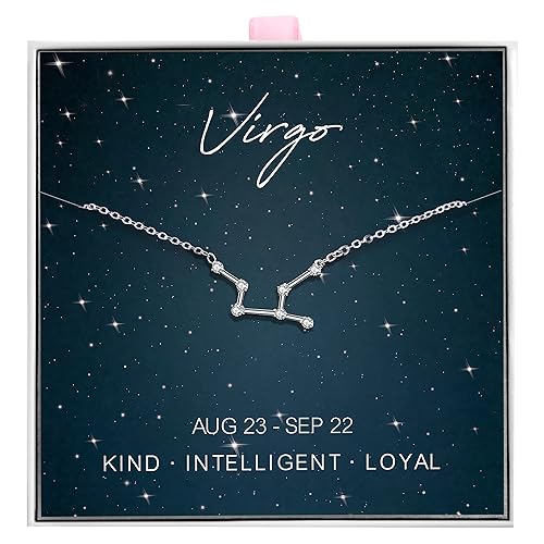 ALoveSoul 925 Sterling Silver Constellation Horoscope Zodiac Necklace, Gift for Women Girls - Virgo