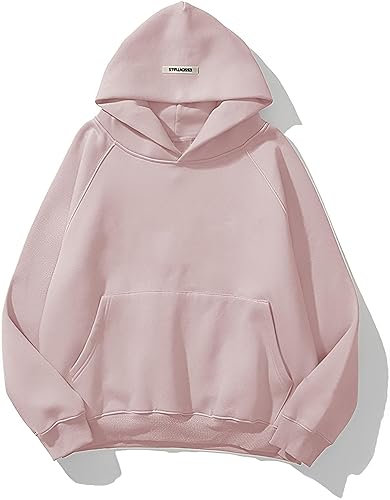 LASPIA Womens Oversized Hoodies Sweatshirts Fleece Hooded Sweaters Long Sleeve with Pockets Winter Fall Outfits Y2k Clothes - Light Pink - Small