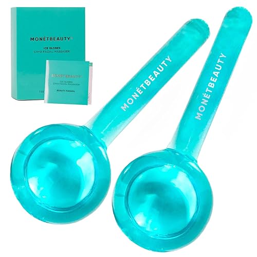 MonétBeauty Ice Globes for Face, Freezer Safe and Highly Effective Facial Globes for Daily Beauty Routines, Face Roller to Reduce Puffiness, Enhance Circulation and Complexion (Blue, No Glitter) - Blue, No Glitter