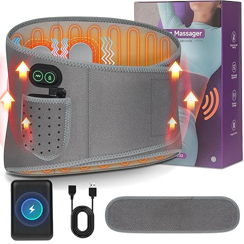 Nsoela Cordless Heating Pad for Back Pain Relief,60” Large Portable Lower Back Massager with 3 Vibration and 3 Heat,Wearable Heating Pads for Cramps,8000mAh Portable Power Supply Heated Waist Belt - 11”x 44”