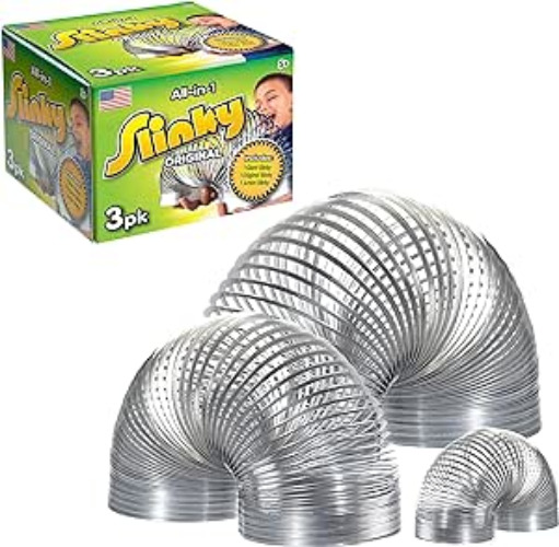 The Original Slinky® Brand Fidget Toy Pack: 1 Giant, 1 Classic, and 1 Slinky Junior Walking Metal Spring Kids Toys for Ages 5 Up