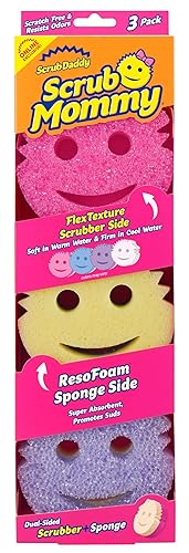 Scrub Daddy Scrub Mommy Sponges - Dish Scrubber + Non-Scratch Cleaning Sponges Kitchen, Bathroom + Multi-Surface Safe - Dual-Sided Dish Sponges for Scrubbing - Online Exclusive (3 Count) - 3 Count (Pack of 1) - Exclusive Scrub Mommy