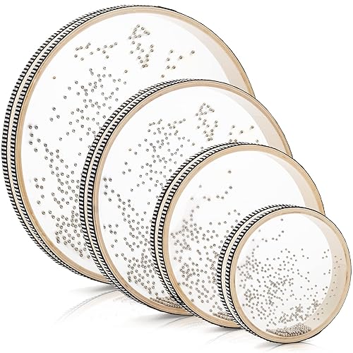 Fasmov 4 Pack Wave Bead Ocean Drum, Sea Sound Drum with Hardwood Shell Ocean Sound Drum Musical Instrument Percussion for Home School Supplies, 6 Inch, 8 Inch, 10 Inch, 12 Inch - 6 Inch, 8 Inch, 10 Inch, 12 Inch