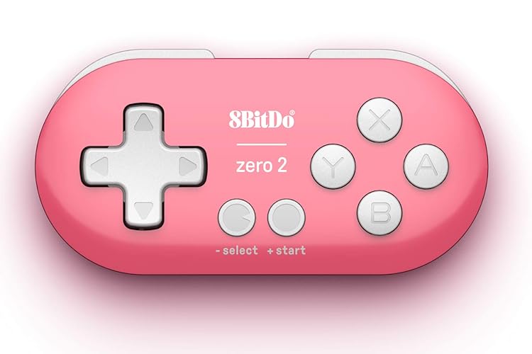 8Bitdo Zero 2 Bluetooth Key Chain Sized Mini Controller for Nintendo Switch, Windows, Android and macOS (Pink Edition) - Pink Edition
