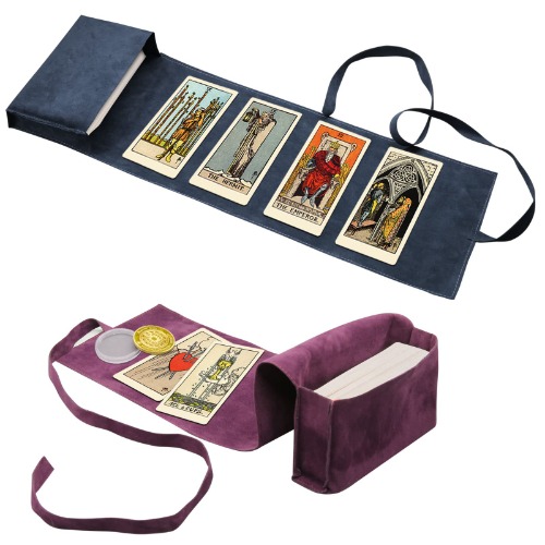 3 Pcs Tarot Card Holder Bag Kit Contains Velvet Tarot Card Storage Box Case and Decision Maker Coin, Tarot Cloth Pouches Card Holders for Playing Cards and Tarot Cards Oracle Deck, Tarot Accessories - 