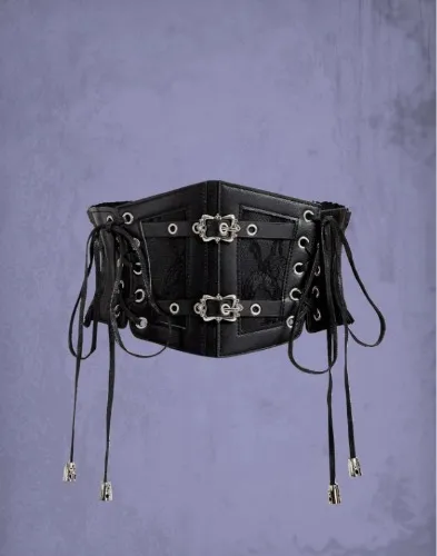 ROMWE Grunge Punk Grommet Lace Up Front Eyelet Detail Corset Belt