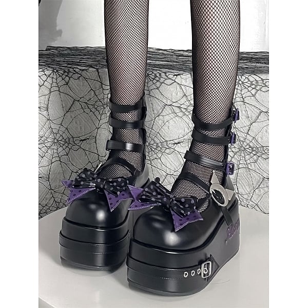 Matte Black Sanrio Authorized Kuromi Lolita Platforms