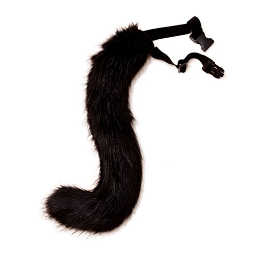 JUNBOON Faux Fur Tail for Cosplay Halloween Party Costume - Black