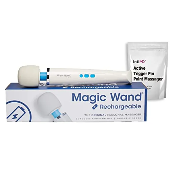 Original Magic Wand Rechargeable Vibratex Personal Massager with IntiMD Powered Trigger Point Massager Kit