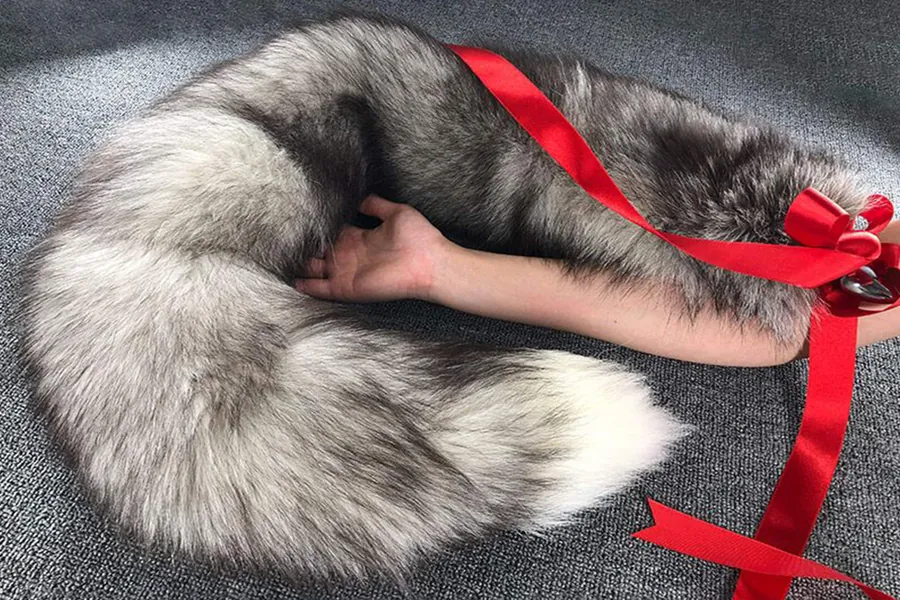 Gray Real Fox Tail Fox Tail Cosplay Anime Sexy Cute Animal Furry Mature Fox Tail Butt Plug