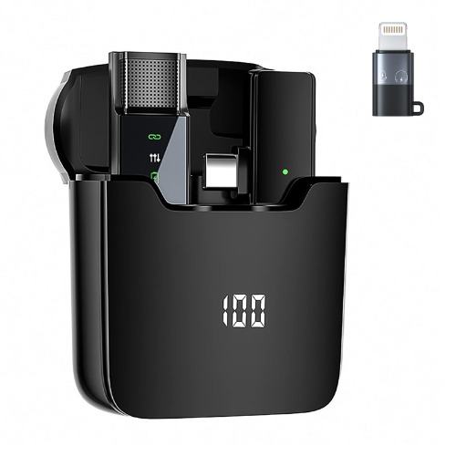 Shenzhi Tech Wireless Lavalier Microphone for iPhone iPad USB C Smartphone, with Digital Display Charging Case Plug and Play Wireless Mic for YouTube TikTok Live Stream Video Recording (1 PCS MIC) - 1 PCS MIC