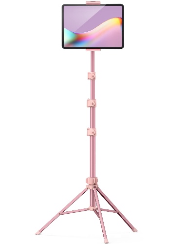 Lamicall Tablet Stand, Tripod Holder - 68" Height Adjustable Floor Tablet Mount for Live Stream / Watching, Compatible with iPad Pro 12.9 / 11, Mini, Air, iPhone, 4.7-13" Tablets and Phones, Rose Gold