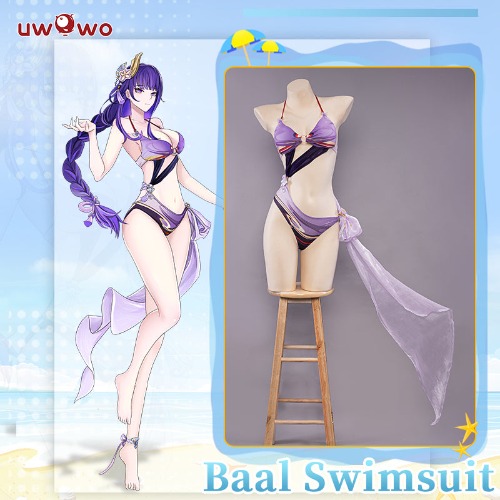 【In Stock】Exclusive Authorization Uwowo Genshin Impact Raiden Shogun Baal  Swimsuit Genshin Impact Fanart Ei Swimsuit Cosplay Costume - L