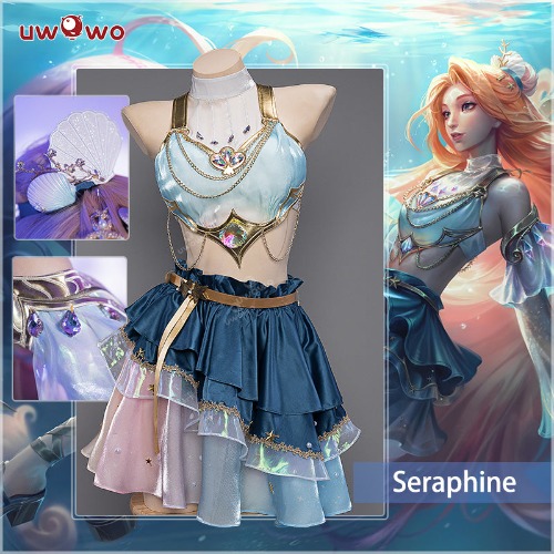 【In Stock】Uwowo Game League of Legends/LOL: Prestige Ocean Song Seraphine Pool Party Swimsuit Cosplay Costume - L