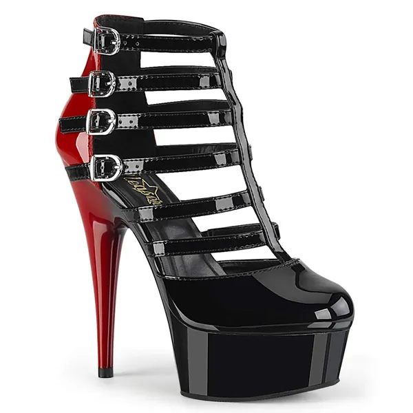 Lack Pumps Delight-695 - sexy High Heels von Pinup Couture - 41 EU Schwarz Rot