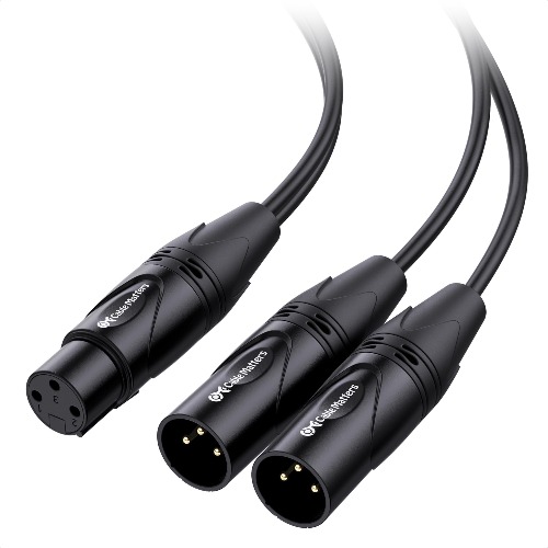 Cable Matters XLR splitterkabel, hona till 2 hane XLR Y-kabel 45 cm, mikrofon patch Y-kabel, XLR hona till dubbel XLR hane 3 stift splitter sladd ljudadapter