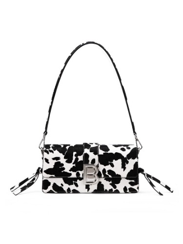 Nia Cow-Print Calf Haiir Shoulder Bag