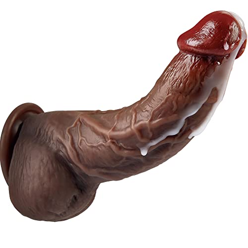 Lubisey 2.36'' Diameter Huge Thick Dildo for G-spot Stimulation Orgasm, Curved Shaft Big Black Dildos with Powerful Suction Cup, Silicone Realistic Dildo Vagina Anal Sex Toys for Women and Men 7.87''