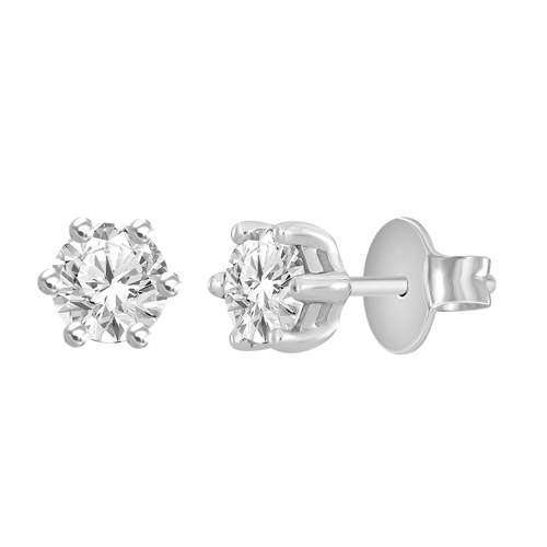 Pendientes de diamante para mujer, certificado IGI de 3/4 quilates en 6 garras, oro blanco de 18 quilates, muy alto grado G VS, Oro blanco, Diamond